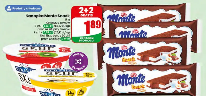 Kanapka Monte Snack Zott promocja w Dino
