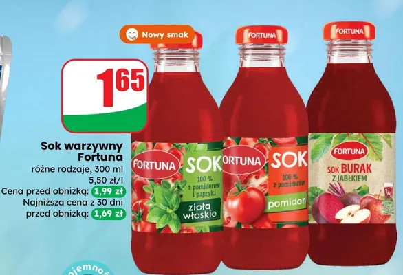 Sok warzywny Fortuna pomidor promocja w Dino