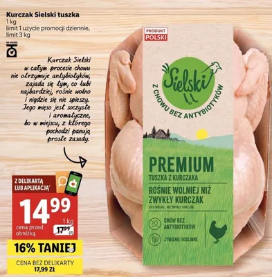 Kurczak Sielski tuszka Premium promocja w Delikatesy Centrum