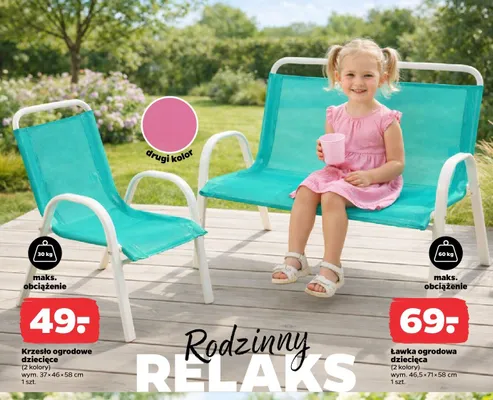 Krzesło ogrodowe dziecięce 37x46x58cm promocja w Netto