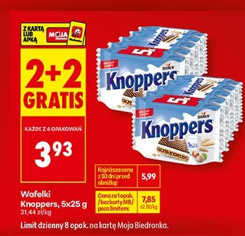 Wafelki Knoppers 5-pak 25g promocja w Biedronka
