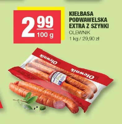 Kiełbasa podwawelska extra z szynki Olewnik promocja w SPAR
