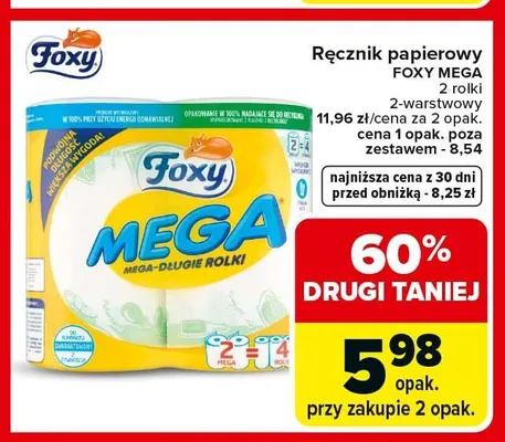 Ręcznik papierowy Foxy MEGA 2-warstwowy promocja w Carrefour