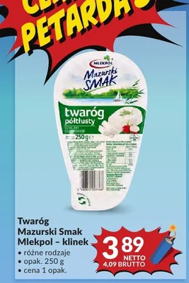 Twaróg Mazurski Smak Mlekpol klinek promocja w Makro