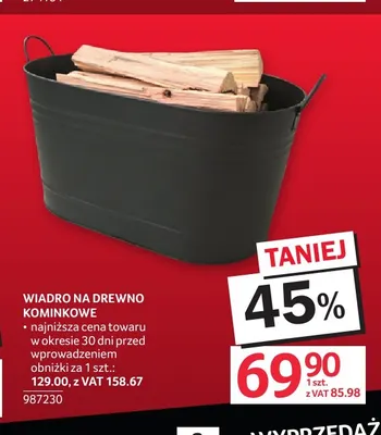 Wiadro na drewno kominkowe promocja w Selgros
