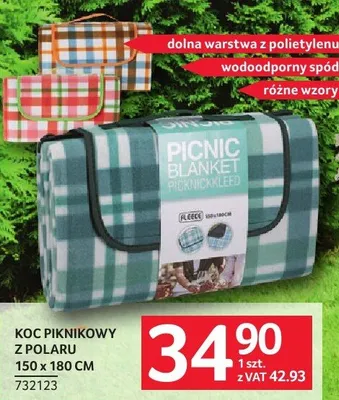 Koc piknikowy z polaru 150 x 180 cm promocja w Selgros