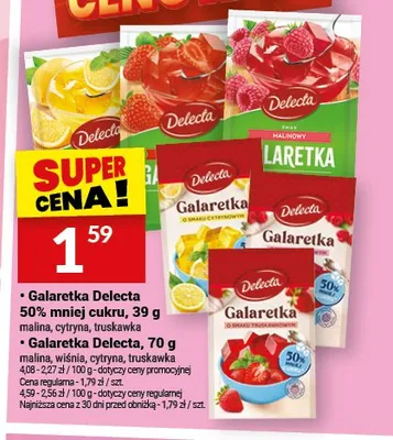 Galaretka Delecta 50% mniej cukru truskawka promocja w Twój Market