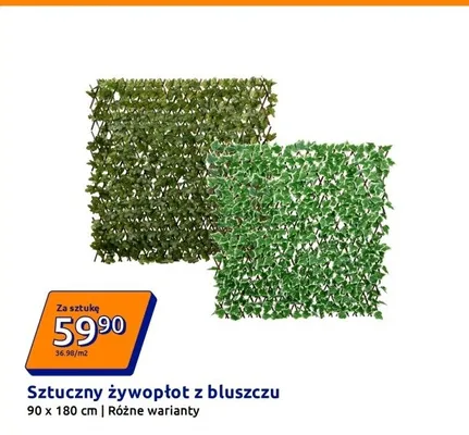 Sztuczny żywopłot z bluszczu 90 x 180 cm promocja w Action