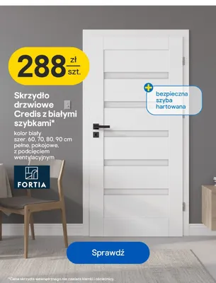 Skrzydło drzwiowe Credis z białymi szybkami Fortia promocja w Castorama