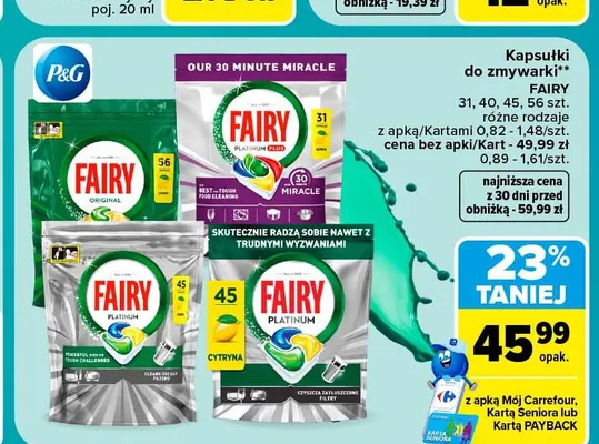 Kapsułki do zmywarki Fairy promocja w Carrefour