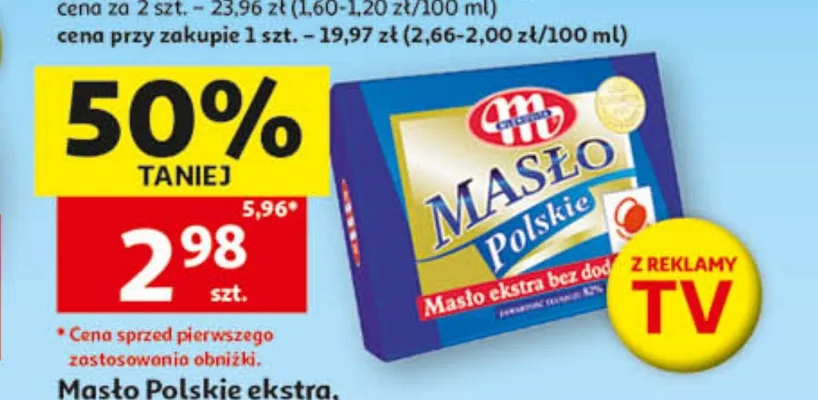 Masło Polskie ekstra Mlekovita promocja w Auchan
