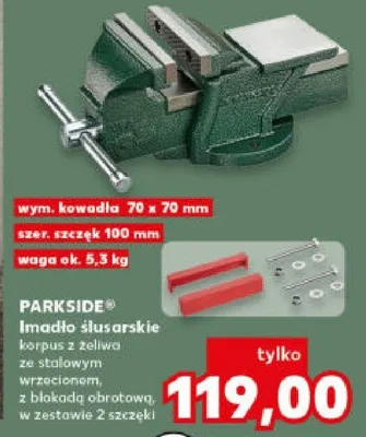 Imadło ślusarskie korpus z żeliwa ze stalowym wrzecionem, 3-kładka zabezpieczająco, w zestawie 2 szczęki promocja w Kaufland