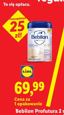 Mleko następne po 6m-cu Bebilon Profutura 2 Nutricia promocja w Lidl
