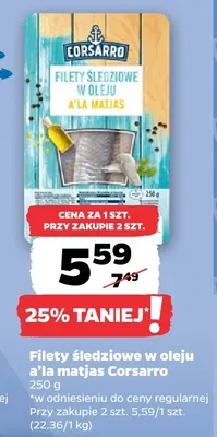 Filety śledziowe w oleju a'la matjas Corsarro promocja w Netto