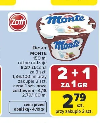 Deser Monte 150ml promocja w Carrefour