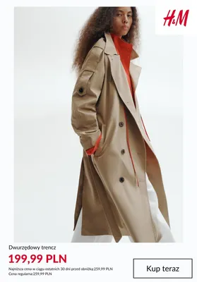 Dwurzędowy trencz H & M promocja w H&M