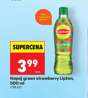 Napój green strawberry Lipton promocja w Biedronka