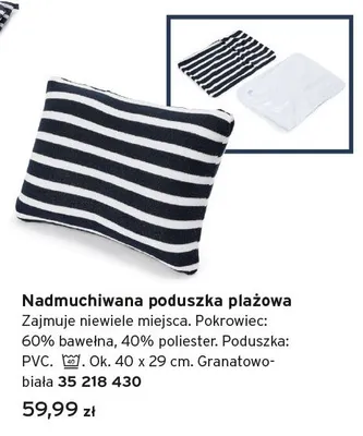 Nadmuchiwana poduszka plażowa granatowo-biała promocja w Tchibo