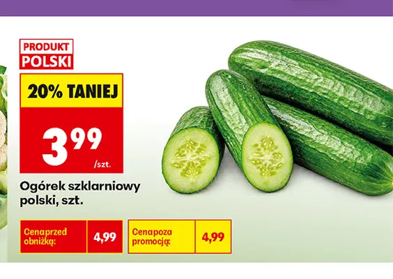 Ogórki szklarniowe polskie promocja w Biedronka
