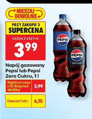 Napój gazowany Pepsi 1l promocja w Biedronka