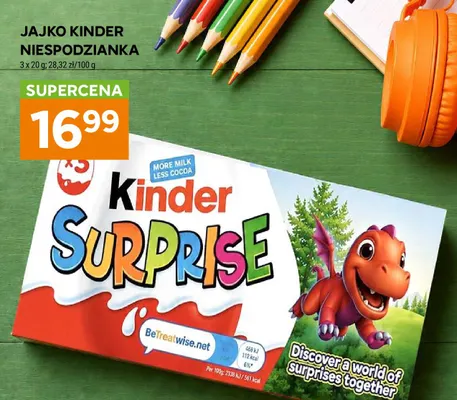 Jajko Kinder Niespodzianka 3-pak promocja w Stokrotka