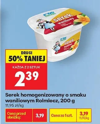Serek homogenizowany o smaku waniliowym promocja w Biedronka
