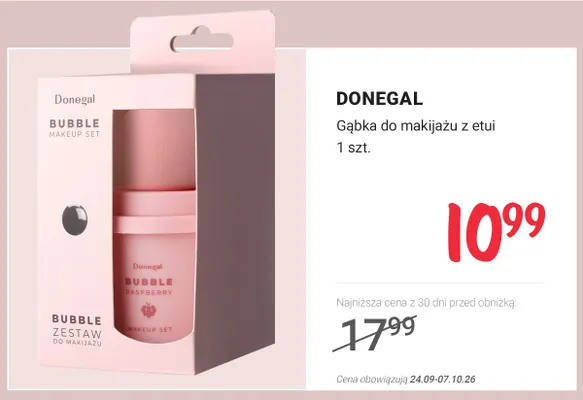Gąbka do makijaŴu z etui Donegal promocja w Rossmann