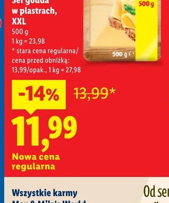 Ser gouda w plastrach XXL promocja w Lidl