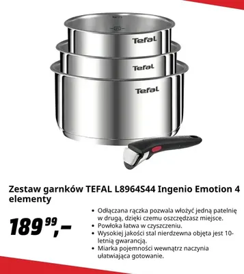Zestaw garnków Tefal L8964S44 Ingenio Emotion 4 elementy promocja w Media Markt
