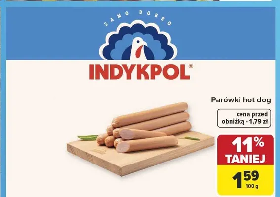 Parówki hot dog Indykpol promocja w Carrefour