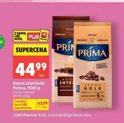 Kawa ziarnista Prima Aroma Gold promocja w Biedronka