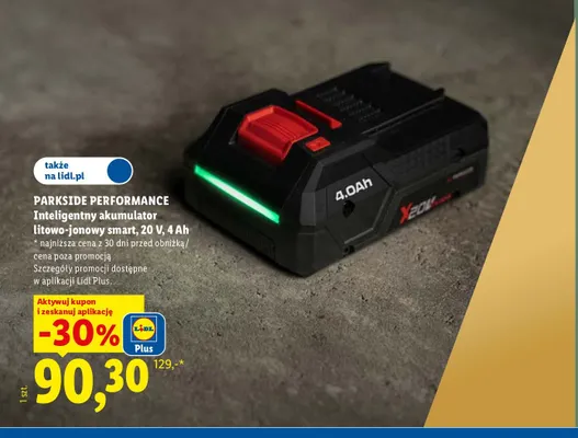 Inteligentny akumulator litowo-jonowy smart Parkside Performance promocja w Lidl