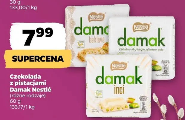 Czekolada z pistacjami Damak, różne rodzaje promocja w Netto