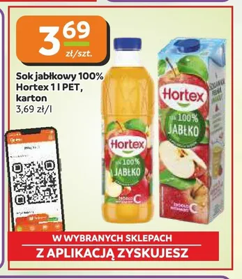 Sok jabłkowy 100% Hortex karton promocja w Gama