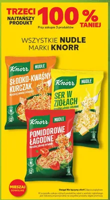 Nudle wszystkie rodzaje Knorr promocja w Kaufland