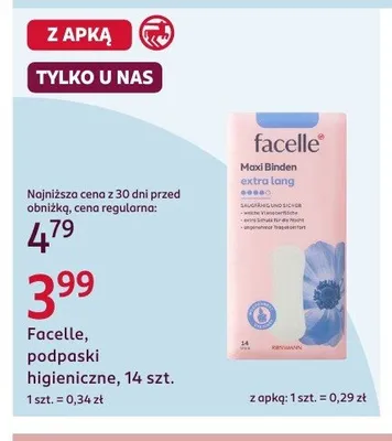 Podpaski higieniczne Facelle promocja w Rossmann