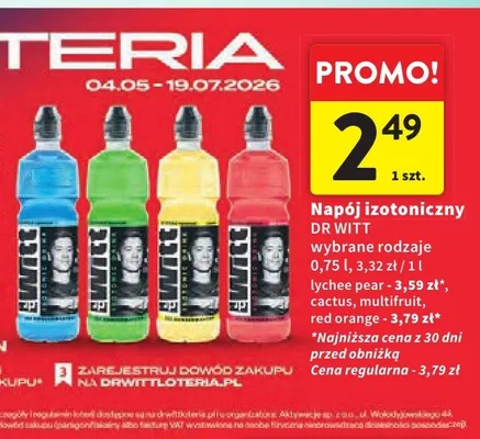 Napój izotoniczny Dr Witt lychee pear promocja w Intermarche