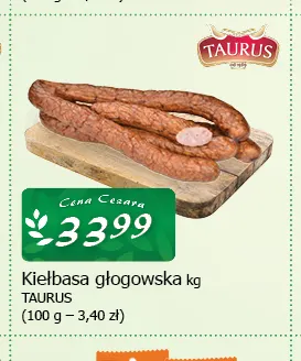 Kiełbasa głogowska Smak górno promocja w CEZAR Delikatesy