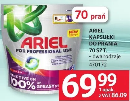 Kapsułki do prania Ariel Professional 70 SZT. promocja w Selgros