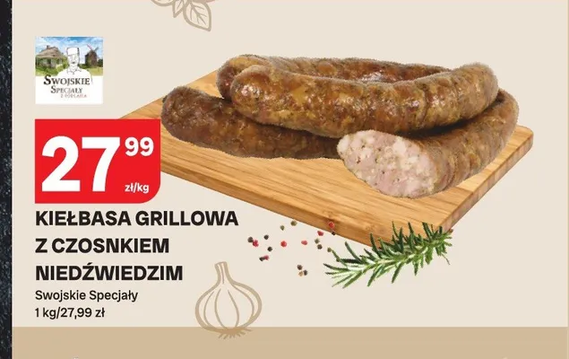 Kiełbasa grillowa z czosnkiem niedźwiedzim Swojskie Specjały promocja w Chorten