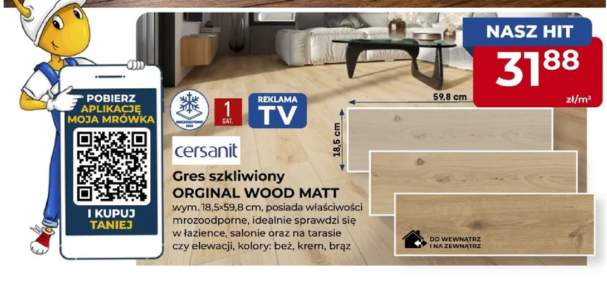 Gres szkliwiony Cersanit Orginal Wood Matt promocja w PSB Mrówka