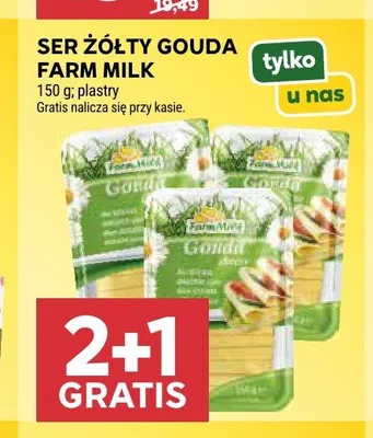 Ser żółty Gouda Farm Milk plastry promocja w Stokrotka