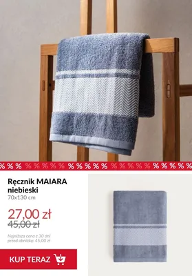 Ręcznik Maiara niebieski 70x130 cm promocja w Homla