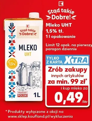 Mleko UHT Stąd Takie Dobre 1,5% tłuszczu promocja w Kaufland