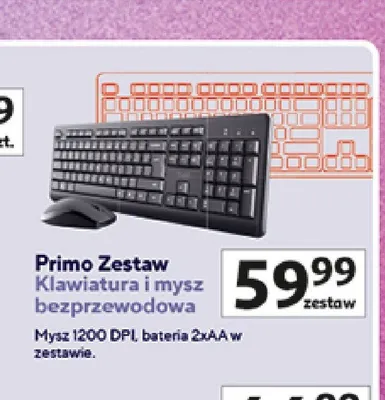 Zestaw Klawiatura i mysz bezprzewodowa Trust Primo promocja w Auchan