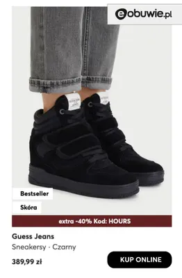 Sneakersy czarne Guess Jeans promocja w eobuwie.pl