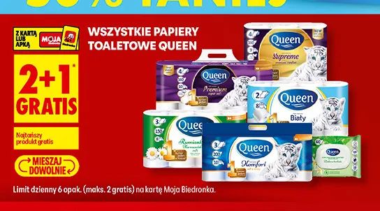 Papier toaletowy Queen Biały promocja w Biedronka