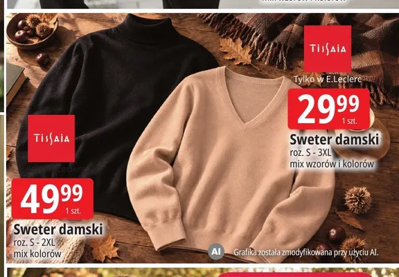 Sweter damski Tissaia promocja w Leclerc