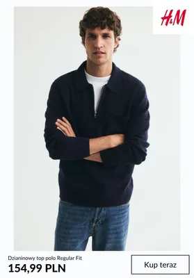 Dzianinowy top polo Regular Fit H & M promocja w H&M