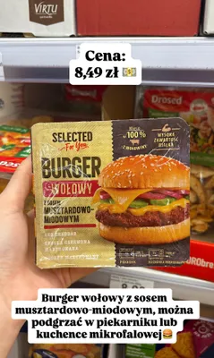 Burger wołowy z sosem musztardowo-miodowym Selected promocja w Dino